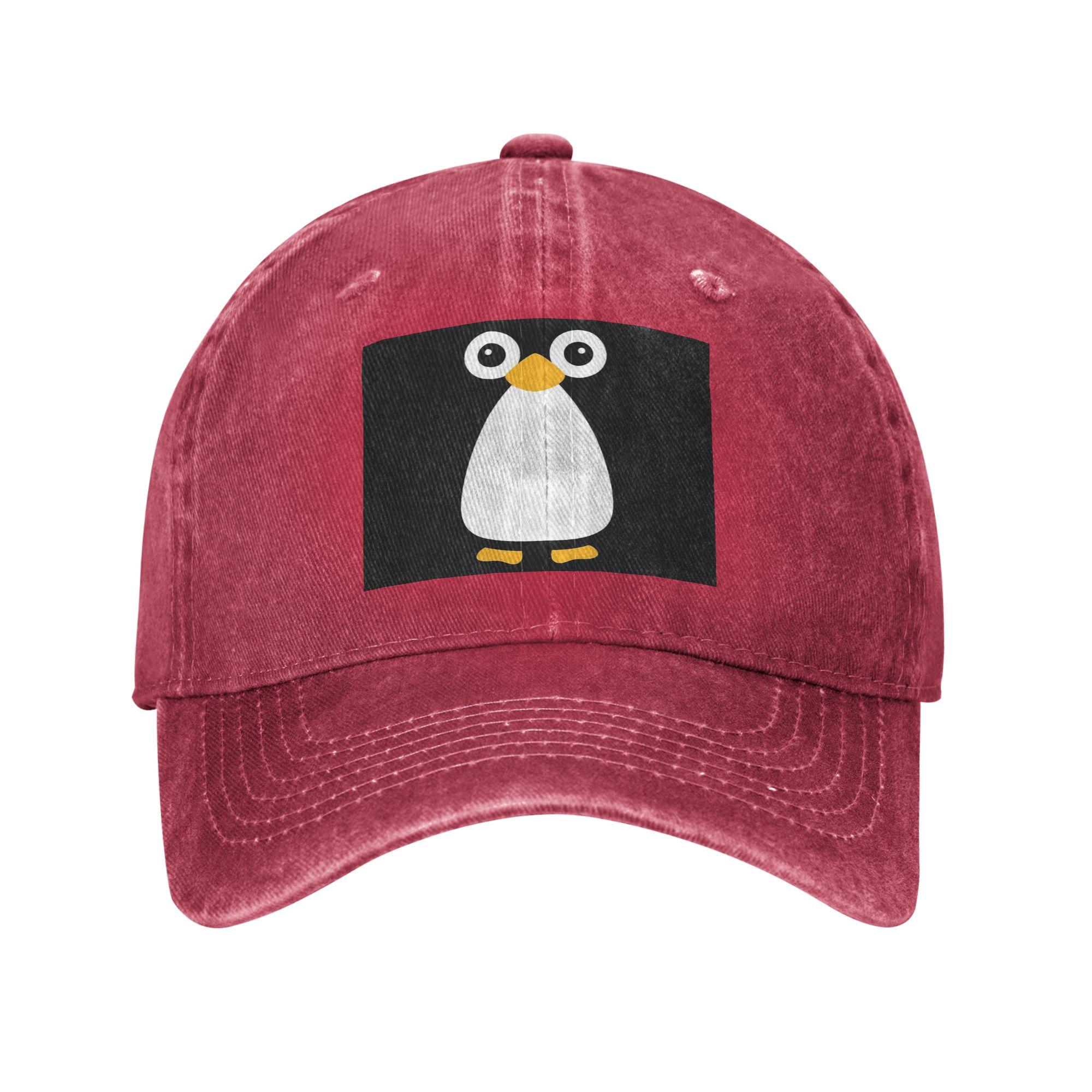 Cute Vector Penguin Denim Cap Casual Baseball Caps Adjustable Hat Summer Unisex Baseball Hats One Size