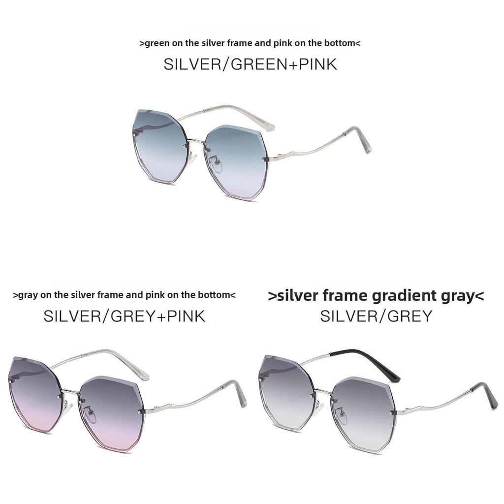 Fashion Polygon Frameless Sunglasses For Women With Uv400 Protection For Travel And Parties