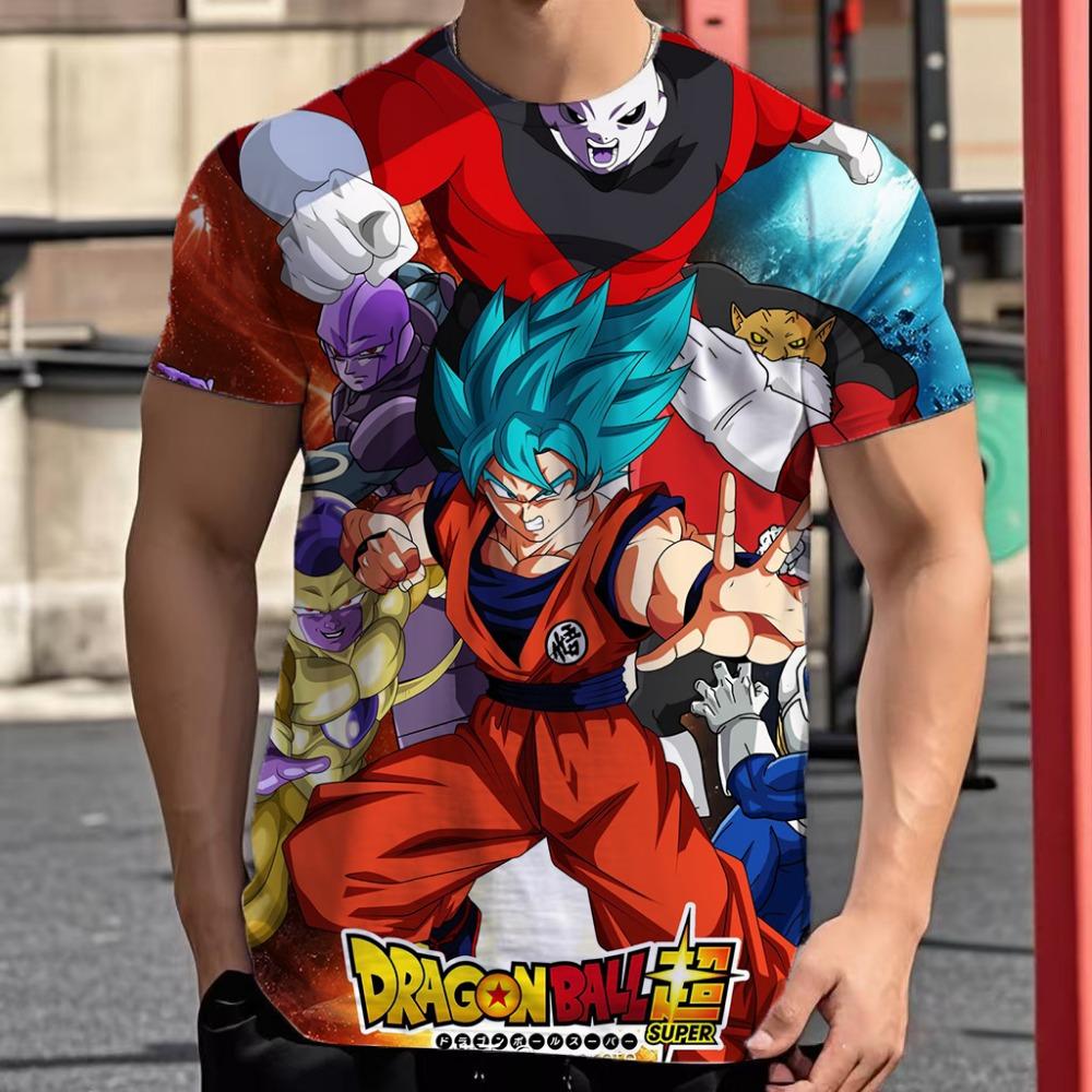 2025 New Fashion Dragon Ball 3D  Summer Short Sleeve O-Neck Goku Vegeta Men's Casual Shirt Boys