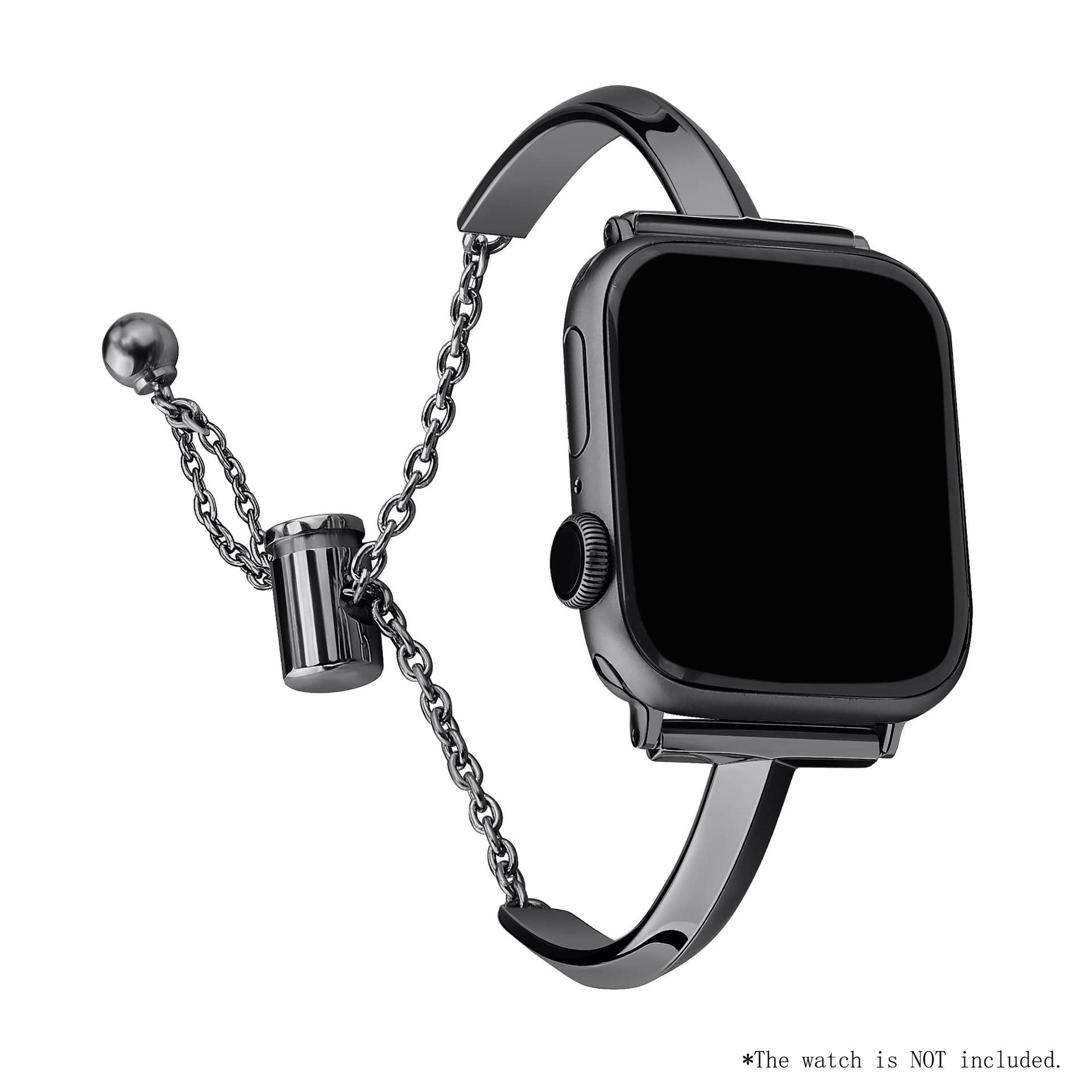 

Metal Stainless steel bracelet Link For Apple Watch band Series 8/7/6/10/9 40mm 41mm 38mm 42mm 44mm 45mm 46mm Strap 38mm40mm41mm 42mmS10 чёрный