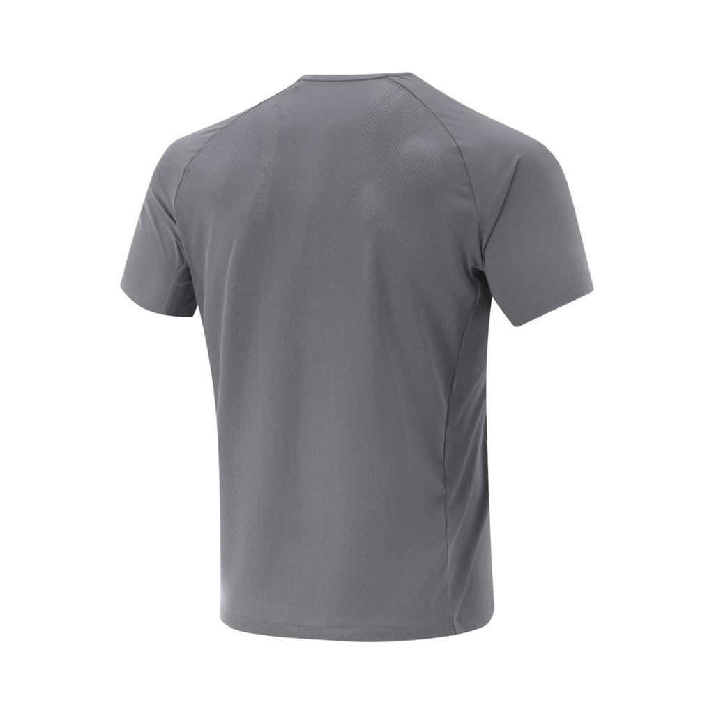 Li-Ning Training Series Solid Color Round Neck Comfortable Breathable Versatile Short Sleeve T-Shirt Men Tops Sober-Gray ATSV383-8