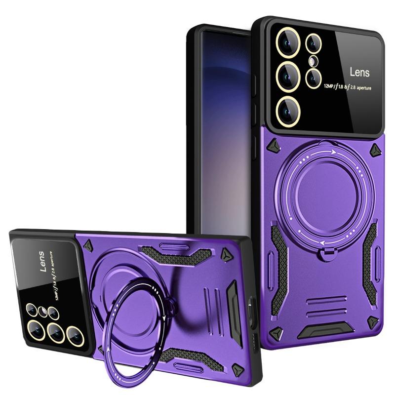 Suitable for Samsung S25 Ultra Magnetic Suction Phone Case S24FE Rotary Bracket A55 Full Inclusive Anti Fall Protection Case