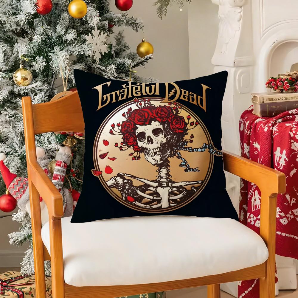 Sound Grateful Dead-Band Pillow Case Silky Short Plush With Invisible Zipper Dustproof Sofa Cushion Cover For Home Decor