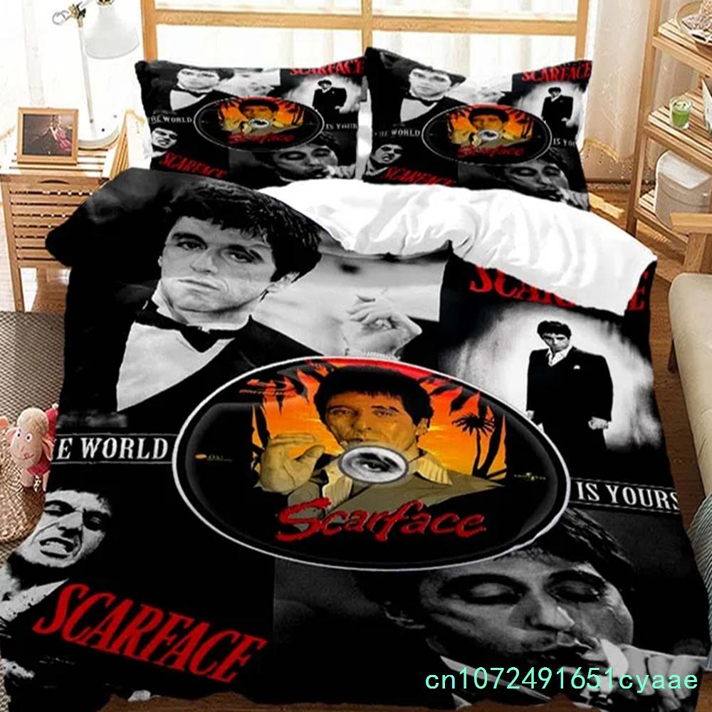 Tony Montana Scarfaces Bedding Set Boys Girls Twin Queen Size Duvet Cover Pillowcase Bed Boys Adult Home Textileextile