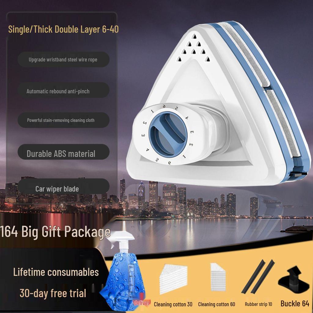 Strong Magnetic Triple-Layer Glass Cleaning Squeegee for High-Rise Windows