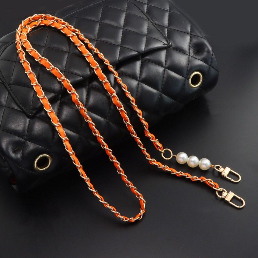 

Women Girls Replacement Bag Chain Metal Pearl Mobile Phone Chain Detachable Leather Shoulder Bag Accessories