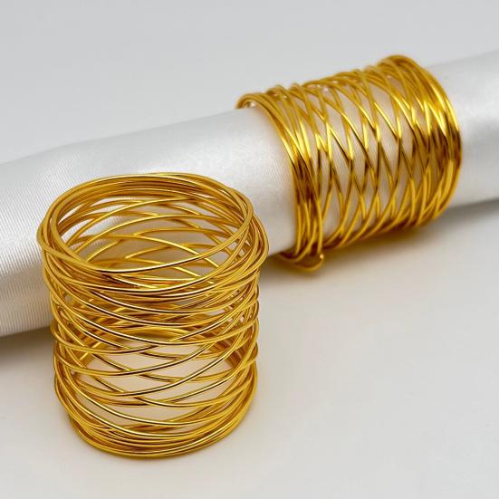 Yousheng Twisted Wire Napkin Rings Wire Mesh Napkin Holders Golden Metal Napkin Rings Dining Table Accessories for Party Wedding Christmas Gatherings