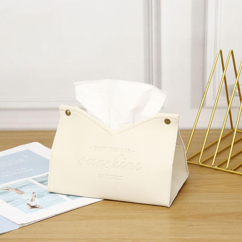 Pu Leather Tissue Box V-shaped Opening Roll Paper Toilet Paper Car Living Room Hotels Bedroom Study Napkin Storage For Home