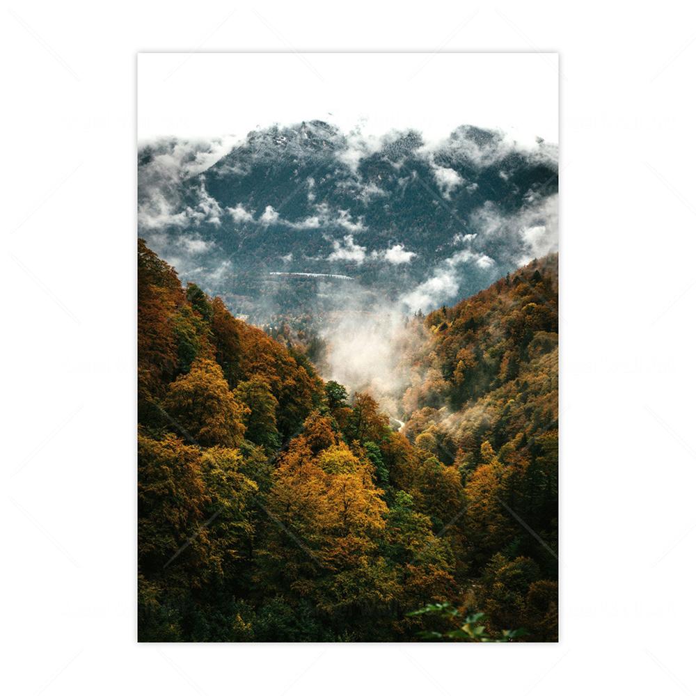 Foggy Forest Wall Art Canvas Painting Scandinavian Poster and Print Nature Landscape Nordic Decoration Picture Modern Home Decor