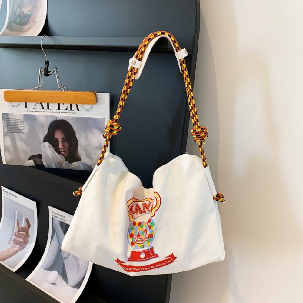 

Beautiful Canvas Cloth Women Handbag Large Capacity Casual Underarm Bag Portable Crossbody Bag Packing Lots For Books