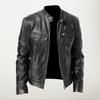 Mens  Autumn   Zipper Stand Windproof Leather Coat  Motorcycle Leather Jacket Slim Fit Short-Coat Lapel PU Jackets Mens Clothing 9XL