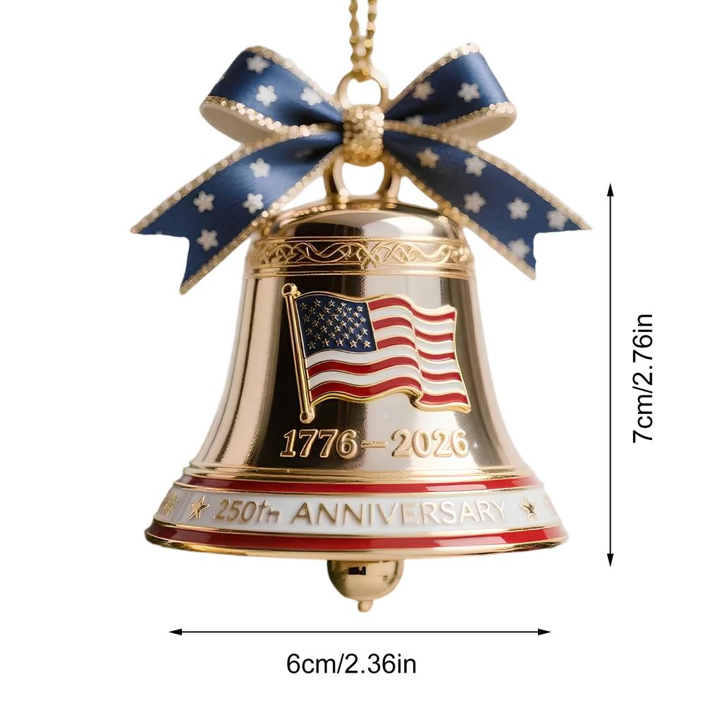 USA 250th Anniversary Bell Ornament Handmade Patriotic Commemorative Doorbell for Patriotic Holidays Christmas Tree