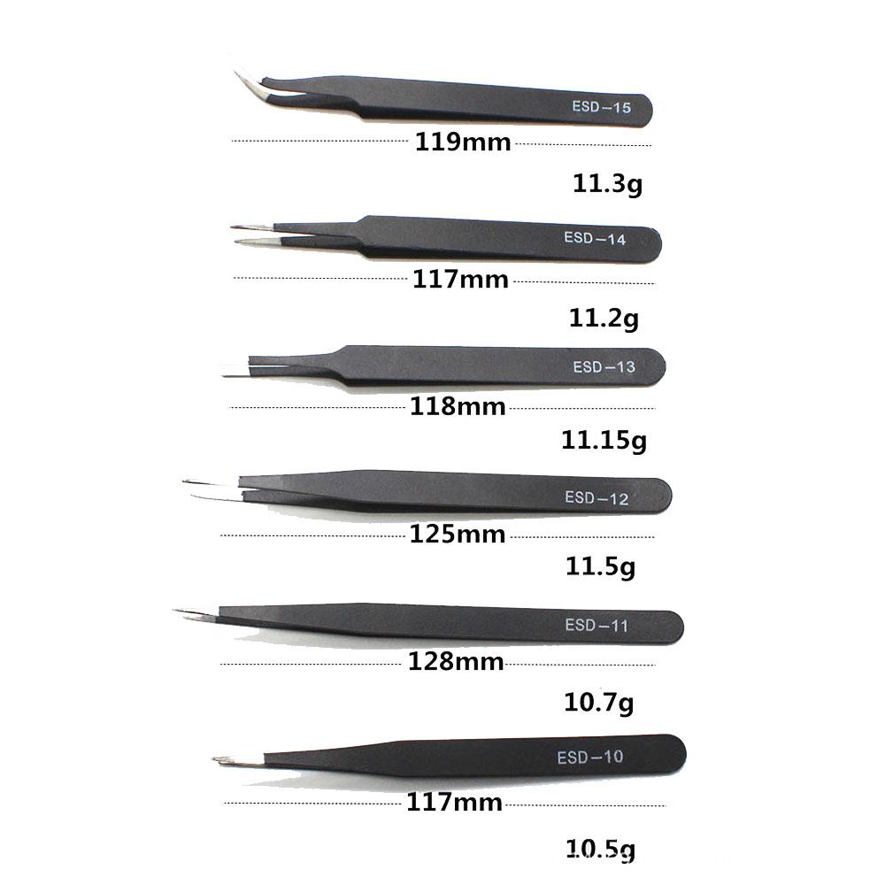 6PCS Anti-Static ESD Tweezers Set - Anti-Magnetic for Electronics & Cake Decorating