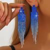 Color Diamond-Set Long Fringed Earrings, Heavy Industry Exaggerated Design Earrings, Fashion Earrings
