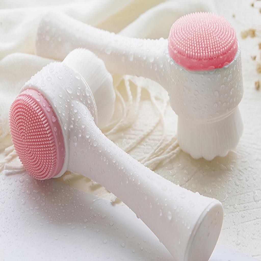 Double-sided Facial Cleansing Brush, Soft-bristled Silicone Facial Cleansing Instrument, Manual Facial Cleansing Pore Cleaner