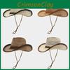 Western Cowboy Hat With Wide Brim Breathable Straw Sun Protection For Outdoor Travel
