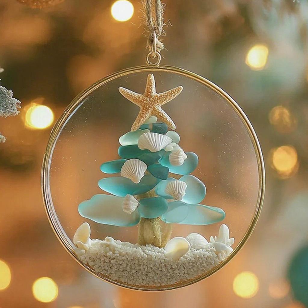 Christmas Tree Decorations Acrylic Christmas Coastal Decoration Beach Themed Pendant For Window Wall Living Room Holiday Home