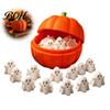 Halloween Pumpkin Bucket with Mini Ghosts, Candy Bowl, Cute Ghost Room Decor for Figurines, Party Snack Holder Farmhouse Home Table Centerpiece