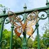 Rusty Butterfly Garden Decor, Hollow Out Butterfly Silhouette Lawn Decoration, Double Layer Butterfly Yard Statues Pathway Signs for Outside Patio