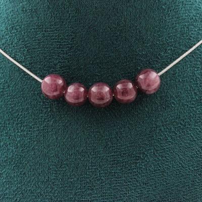 Stones and Minerals. Necklace 5 Lepidolite Beads 8 Mm. Stainless Steel Chain Necklace Women Men. Customizable Size.