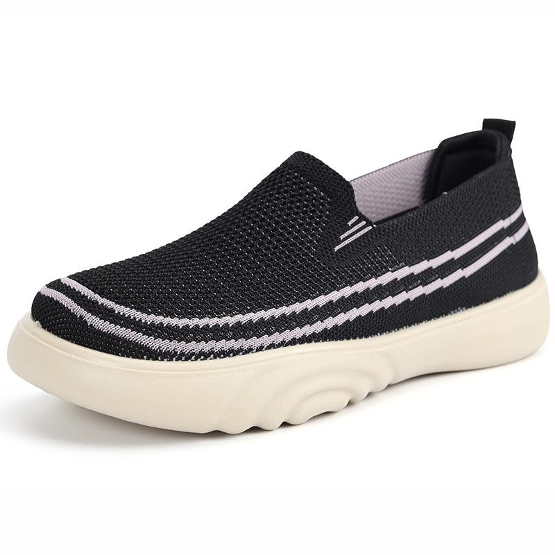 Women's Breathable Fly-Knit Slip-On Shoes: Lightweight, Comfortable, Casual Walking Shoes for Daily Commuting and Older Adults.
