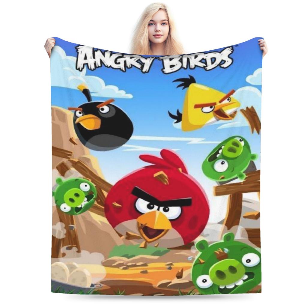 Angrys-birds Shooting Game Blanket Soft Coral Fleece Plush Healing Gifts Throw Blanket Rug Piece