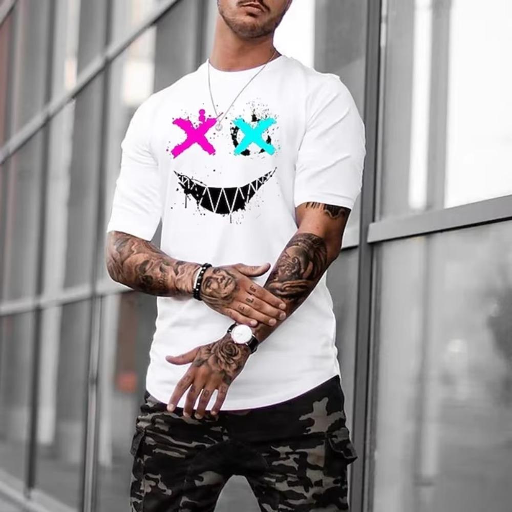 2023 T-shirt Summer New Fashion Men's English Letter Printing Pattern Casual Loose Street Fitness High Quality Cotton Top