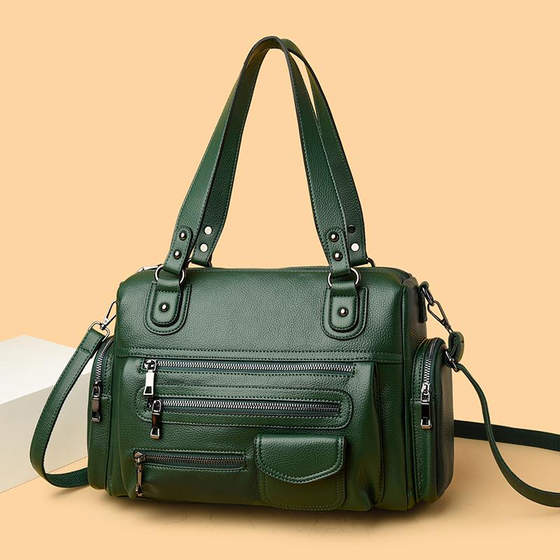 Ladies' Fashion Handbags Vintage Soft Leather multi pocket shoulder Commute bags Designer Commute Large Capacity Ladies Tote Sac