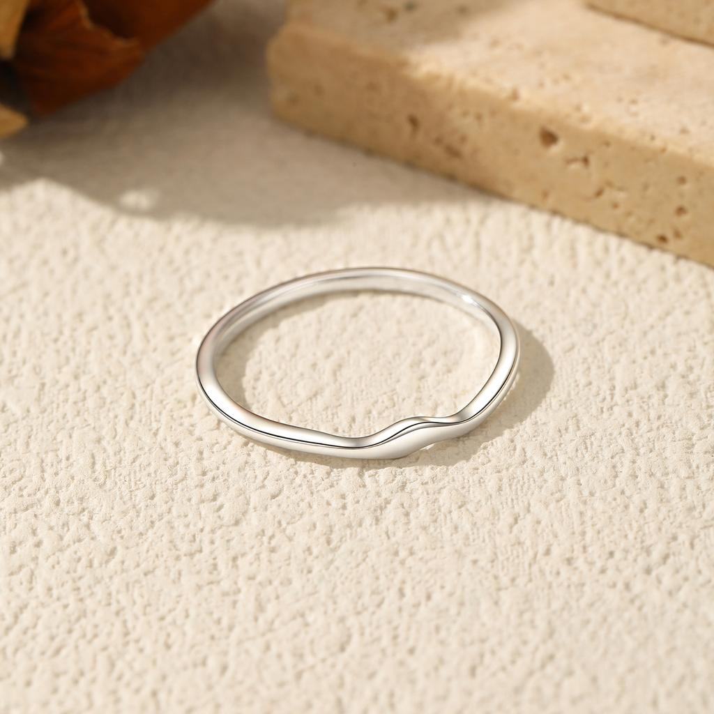 MODIAN 925 Sterling Silver Irregular Wave Thin Ring For Women Smooth Curved Stackable Finger Rings Daily Fine Silver Jewelry Gif
