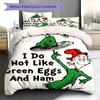 Green Eggs and Ham Pattern Bedding,Quilt Set Quilt Cover Pillowcase Home Birthday Gift (1 * duvet cover + 2 * pillowcase, without core)