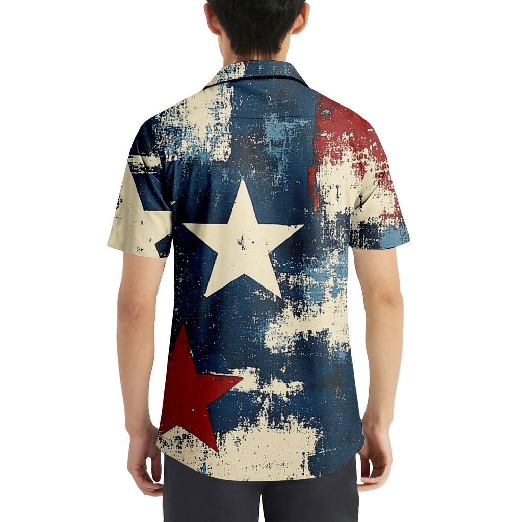 Uformell løs kortermet skjorte for menn Motetrykt skjortetopp