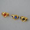Retro European & American Brass Gold-Plated Ring with Inlaid Agate & Lapis Lazuli Stones for Women