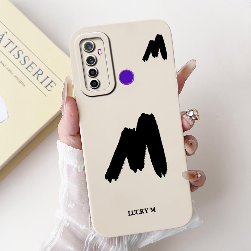 For Realme 5i RMX2030 6i RMX2040 Cover For Realme 6i Case Simple Fashion Letters A-Z Pattern Design Silicone Shockproof Bumper