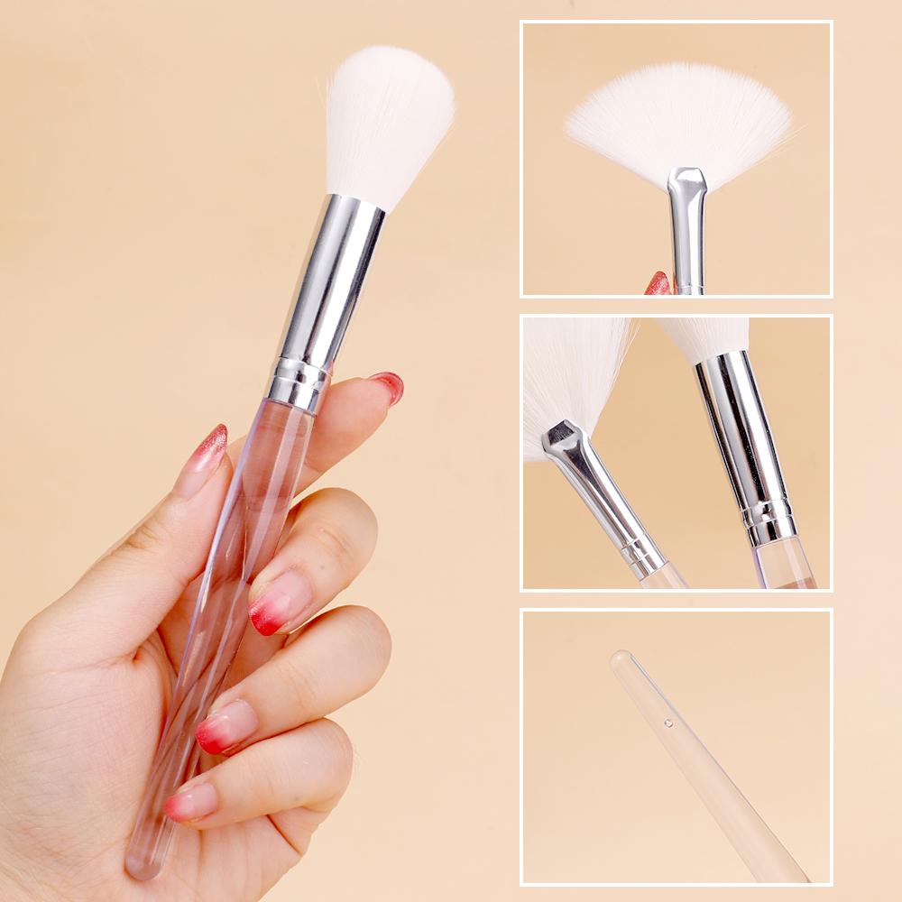 1Pc DIY Face Mask Fan Brush Transparent Handle Facial Soft Applicator Foaming Brush for Clay Masks Body Lotion for Beauty Salon