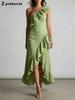 Summer New Leaf Edge Ruffled Elegant Dress Women's Clothing