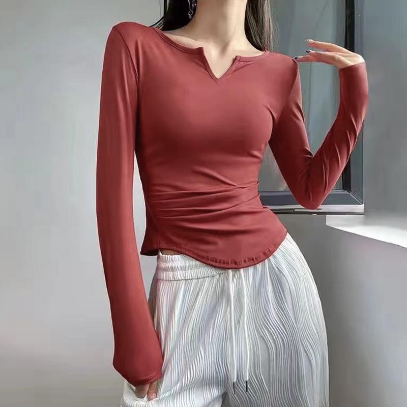Women's Quick-Dry V-Neck Slimming T-Shirt for Running and Yoga