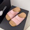 Thick-soled Slippers Women's Summer Wear Retro Leather One-word Casual Cool Slippers Slippers B & B