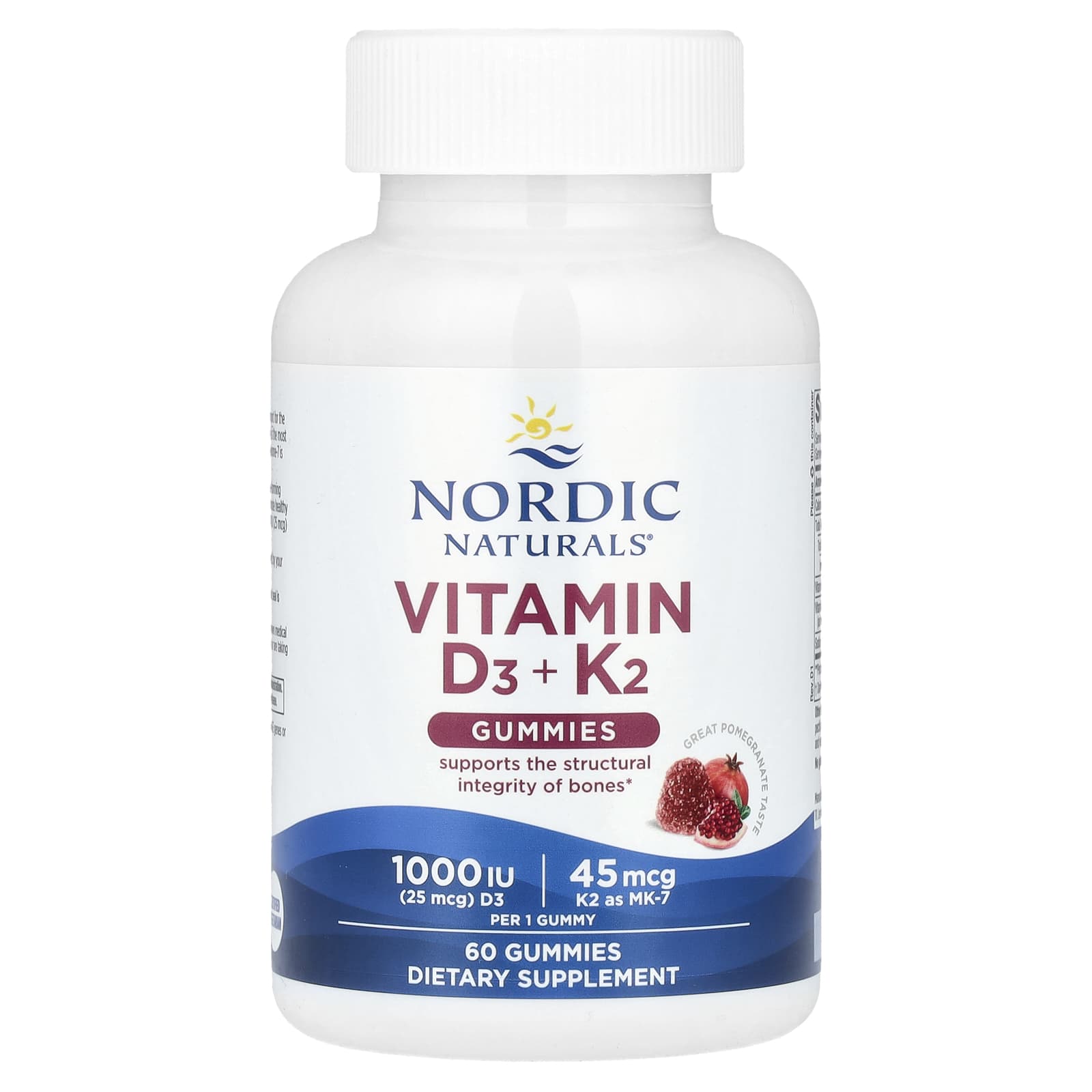 

Vitamin D3 + K2 Gummies, Pomegranate Flavor, 60 Gummies
