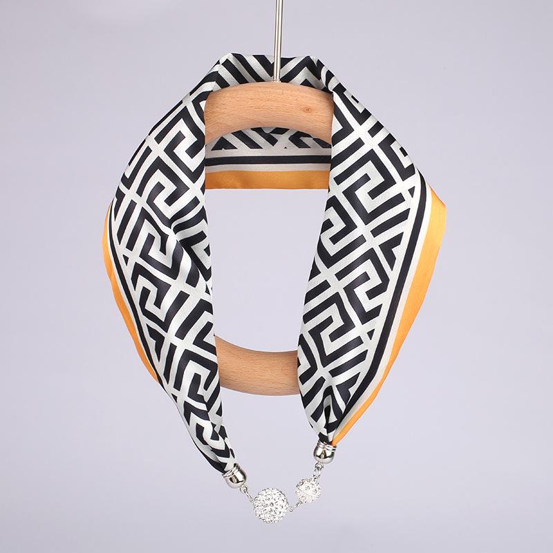Women's Magnetic Buckle Silk Scarf - Fashionable Neck Protection for Spring, Summer, and Autumn