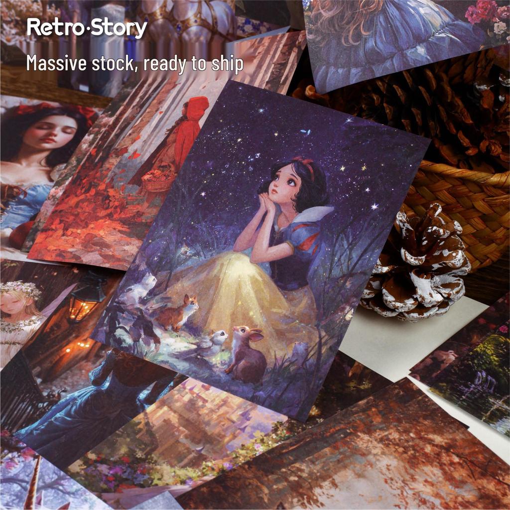 Elegantly Curated Retro Fairytale Character Stickers - High-End PET Journal Series