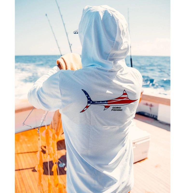 Gradient Green‑Yellow Skeleton Fish Men Fishing Hooded Shirt Built‑in Face Cover Sun Protection Quick‑Dry Long Sleeve Tops