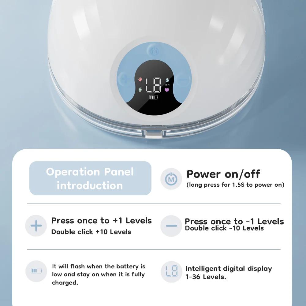 2pcs Electric Wearable Breast Milk Pump Hands Free BPA Free Low Noise Powerful Suction 4 Mode & 36 Levels Portable Breast Pump