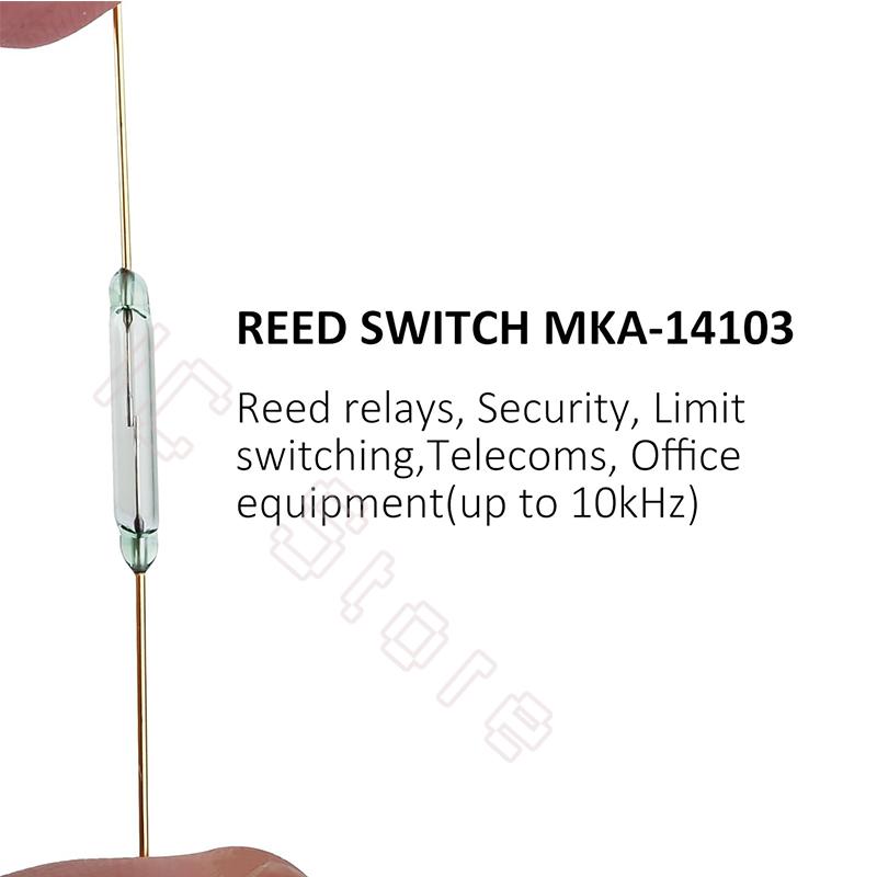 100PCS MKA-14103 Reed Switch 2x14mm 2*14mm Normally Open Magnetic Induction Switch Glass Tube Reed Contact SPST-NO 0.5A 100V