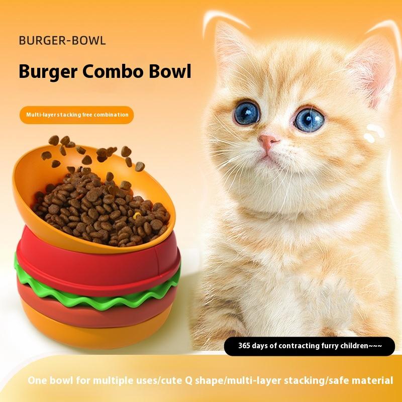 

Originality Portable 5-In-1 Pet Silicone Cat Dog Bowl Burger Bowl 5-Layer Interest Multifunctional Slow Feeder Bowl Dishes