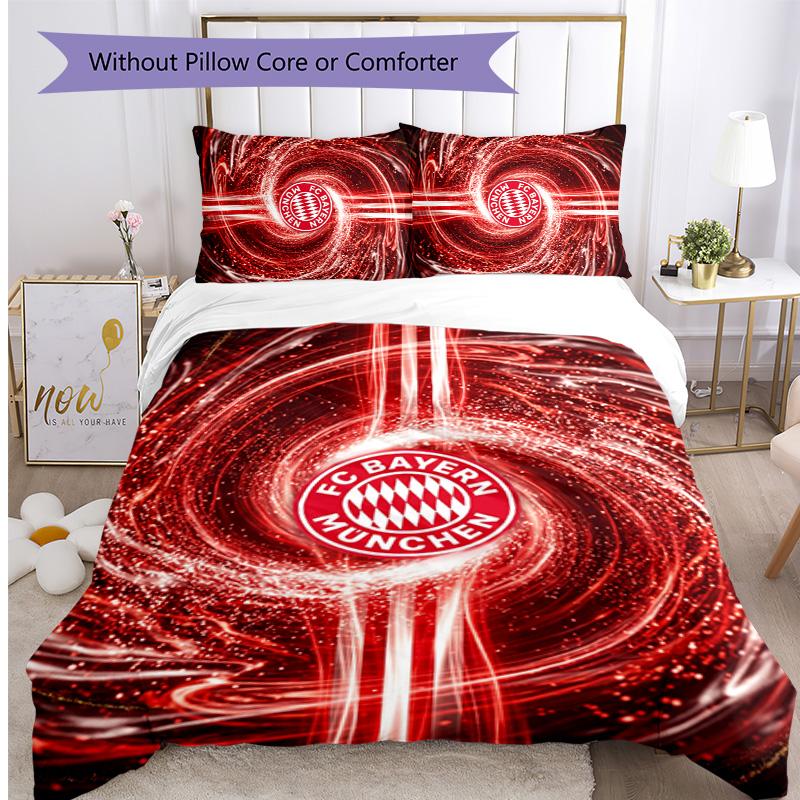 Set Biancheria da Letto 3 Pezzi Stampato Bayern Monaco Traspirante Copripiumino con Federe Biancheria da Letto Decorativa per Camera da Letto Casa