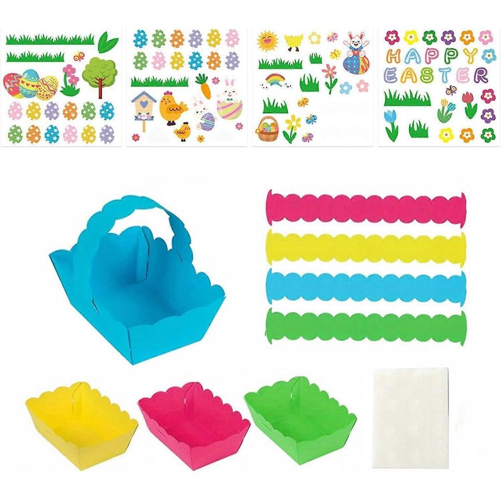 Easter Basket Kit with 8pcs Baskets and Stickers for Handmade Projects, Crafting, and Festival Gift Packaging Toys