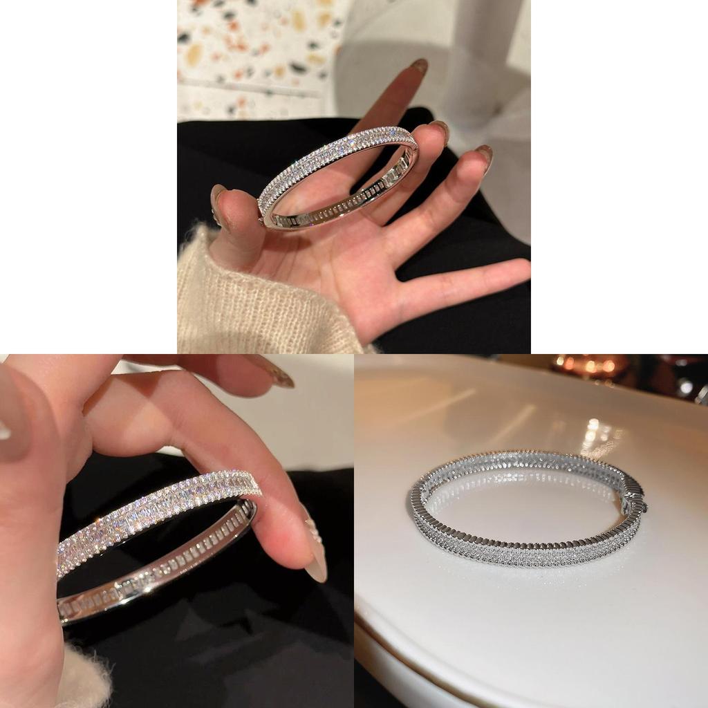 Fashion Minimalist Zircon Buckle Bracelet With Geometric Design For Elegant Office Wear