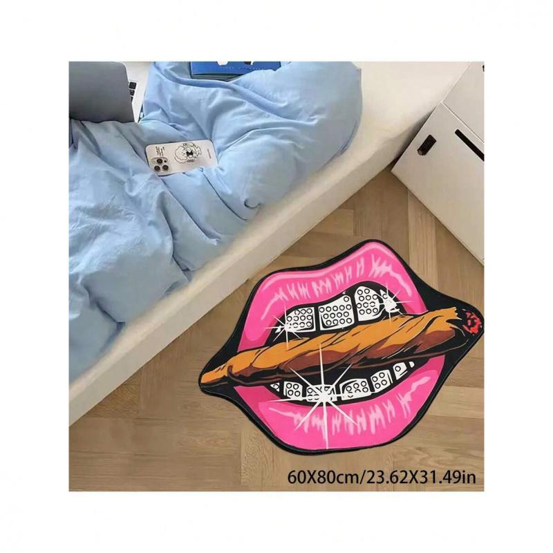 Lip-Shaped Cigar Rug: Warm, Non-Slip Bathroom Mat for Bathrooms, Bedrooms, Entrances, and Bedside Areas—Home Decor