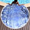 Winter Snow Scene Fantasy Tree Round Beach Towel Polyester Sand Resistant Shawl Beach Blankets, Quick Dry Pool Towels Picnic Mat