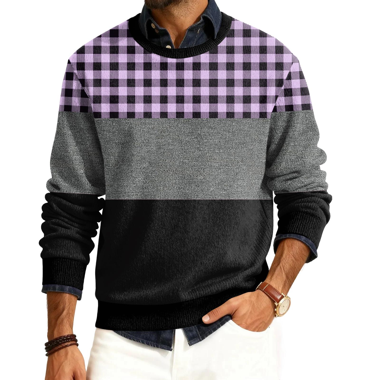 

Мужской пуловер с круглым вырезом, длинными рукавами и рубчатой вязкой XXXL